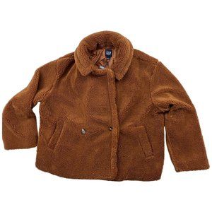 Gap Women's Sherpa Jacket Coat Argan Oil Brown Size Large New MSRP $128
